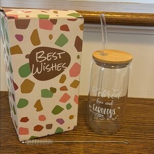 Retired and Fabulous Glass Tumbler with Straw